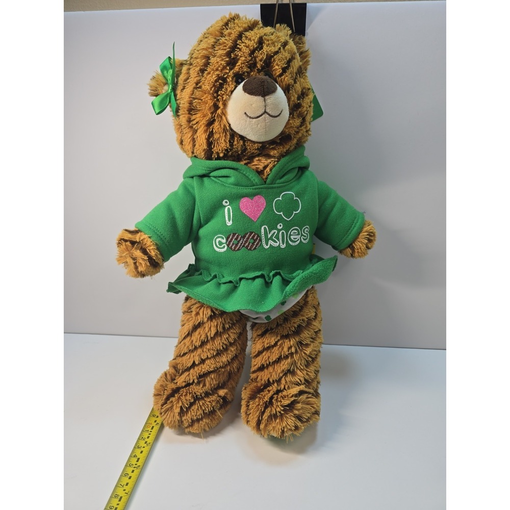 Build A Bear Girl Scouts Thin Mints Bear Plush Green I‎ Heart Cookies Outfit NWT